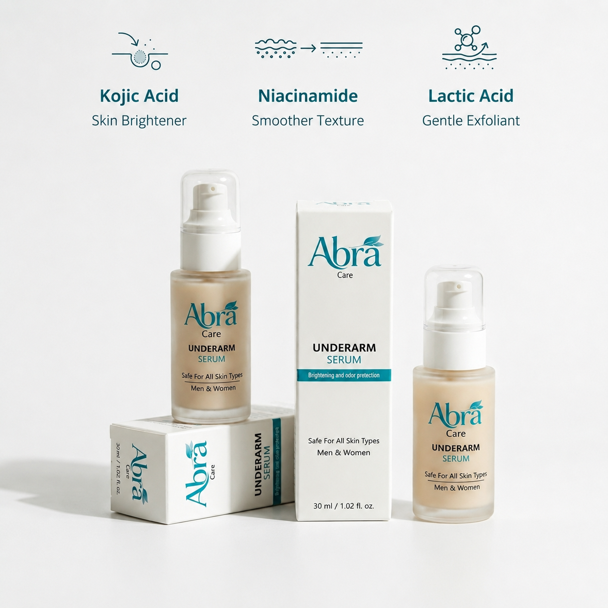 ABRA Underarm Serum-Brightening, Sweat & Odor Control | For Men & Women (30ml)